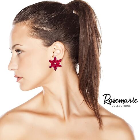 Rosemarie & Jubalee Women's Stunning Crystal Rhinestone Blooming Flower Statement Clip On Style Earrings, 1.62" in Saudi Arabia