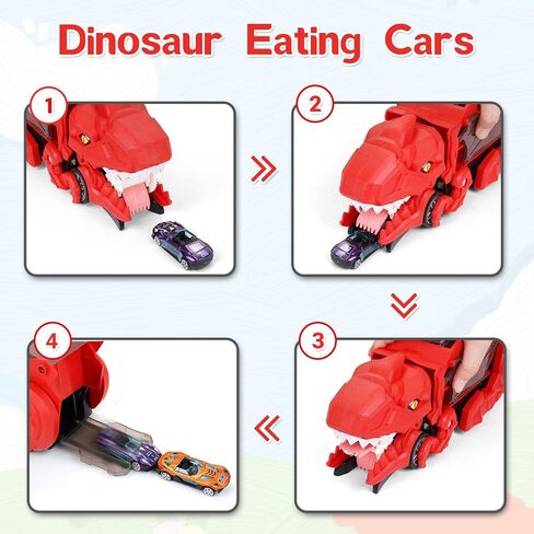 حاملة شاحنة نقل سيارات الديناصورات، مجموعة مسارات السيارات، شاحنة نقل الديناصورات، لعبة شاحنات الوحش للأطفال الصغار، تتحول إلى دينو، ألعاب الديناصورات للأطفال من سن 3 إلى 5 سنوات، ألعاب هدايا عيد الميلاد (أخضر) in Kuwait