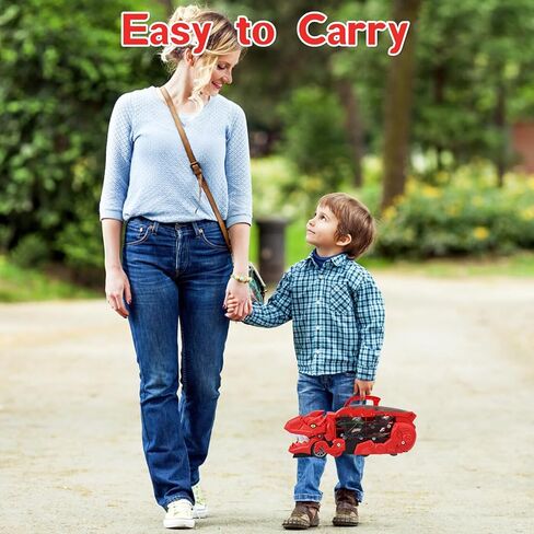 حاملة شاحنة نقل سيارات الديناصورات، مجموعة مسارات السيارات، شاحنة نقل الديناصورات، لعبة شاحنات الوحش للأطفال الصغار، تتحول إلى دينو، ألعاب الديناصورات للأطفال من سن 3 إلى 5 سنوات، ألعاب هدايا عيد الميلاد (أخضر) in Kuwait