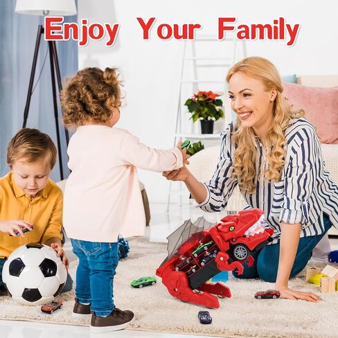 حاملة شاحنة نقل سيارات الديناصورات، مجموعة مسارات السيارات، شاحنة نقل الديناصورات، لعبة شاحنات الوحش للأطفال الصغار، تتحول إلى دينو، ألعاب الديناصورات للأطفال من سن 3 إلى 5 سنوات، ألعاب هدايا عيد الميلاد (أخضر) in Kuwait