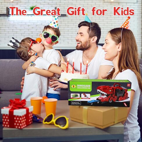 حاملة شاحنة نقل سيارات الديناصورات، مجموعة مسارات السيارات، شاحنة نقل الديناصورات، لعبة شاحنات الوحش للأطفال الصغار، تتحول إلى دينو، ألعاب الديناصورات للأطفال من سن 3 إلى 5 سنوات، ألعاب هدايا عيد الميلاد (أخضر) in Kuwait