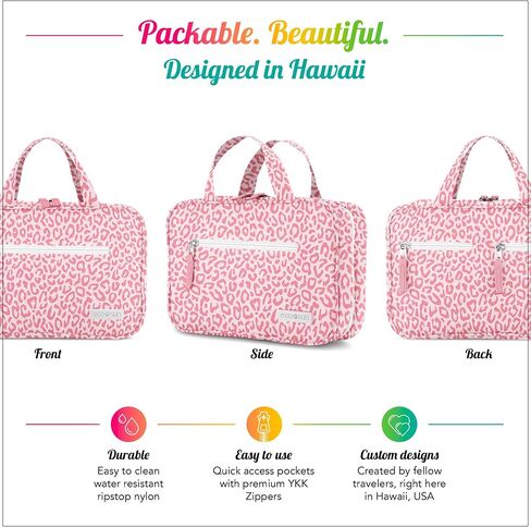 Hanging Travel Toiletry Bag — Designed in Hawaii — Water-resistant Travel Organizer for Bathroom Accessories (Tropical Vacay) in Kuwait