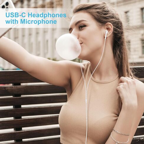 2 Pack USB C Headphones for iPhone 15 Pro Max iPad, Wired Earbuds with Microphone HiFi Stereo Surround Sounds Volume Contorl Compatible for Samsung S24 Ultra S23 S22 S21 S20 Pixel 8 7 6 in Saudi Arabia