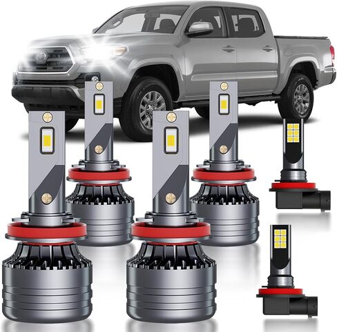 for Toyota Tacoma 2005-2011 LED Bulbs Combo, 4pcs Super Bright 6000K White High Low Beam and Fog Lights LED Blubs Package in Saudi Arabia