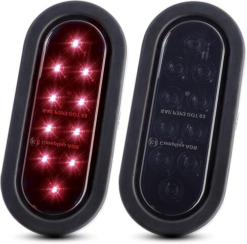 Meerkatt (Pack of 2) 6 Inch Oval Amber LED Marker 10 Diodes Turn Tail Lights Waterproof w/Rubber Grommet & Plug Truck Trailer Pickup Bus 12V DC Universal UA12 in Saudi Arabia