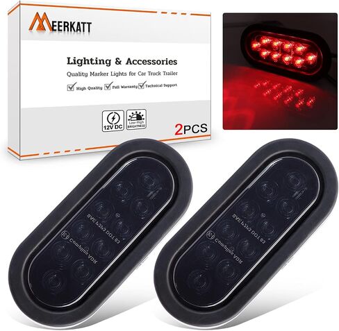 Meerkatt (Pack of 2) 6 Inch Oval Amber LED Marker 10 Diodes Turn Tail Lights Waterproof w/Rubber Grommet & Plug Truck Trailer Pickup Bus 12V DC Universal UA12 in Saudi Arabia