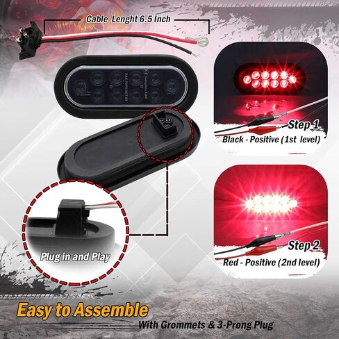 Meerkatt (Pack of 2) 6 Inch Oval Amber LED Marker 10 Diodes Turn Tail Lights Waterproof w/Rubber Grommet & Plug Truck Trailer Pickup Bus 12V DC Universal UA12 in Saudi Arabia