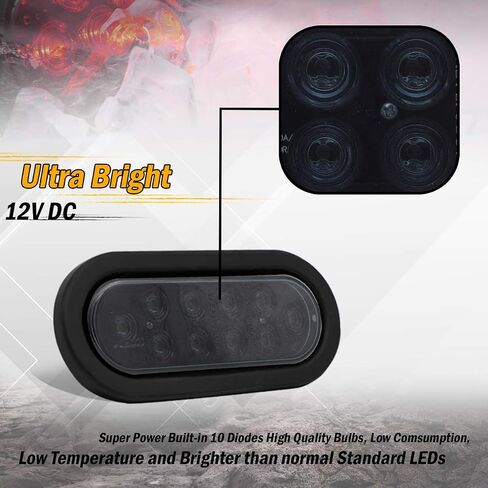 Meerkatt (Pack of 2) 6 Inch Oval Amber LED Marker 10 Diodes Turn Tail Lights Waterproof w/Rubber Grommet & Plug Truck Trailer Pickup Bus 12V DC Universal UA12 in Saudi Arabia