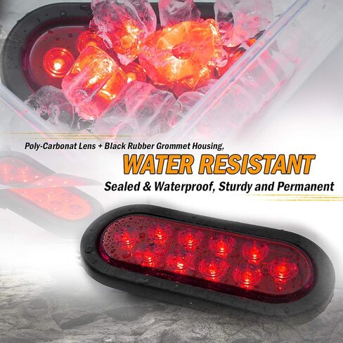 Meerkatt (Pack of 2) 6 Inch Oval Amber LED Marker 10 Diodes Turn Tail Lights Waterproof w/Rubber Grommet & Plug Truck Trailer Pickup Bus 12V DC Universal UA12 in Saudi Arabia