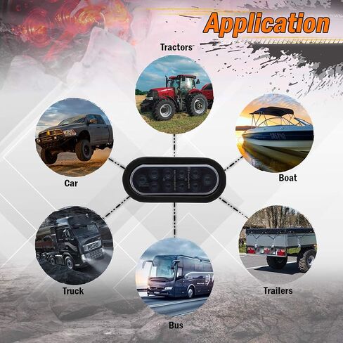 Meerkatt (Pack of 2) 6 Inch Oval Amber LED Marker 10 Diodes Turn Tail Lights Waterproof w/Rubber Grommet & Plug Truck Trailer Pickup Bus 12V DC Universal UA12 in Saudi Arabia