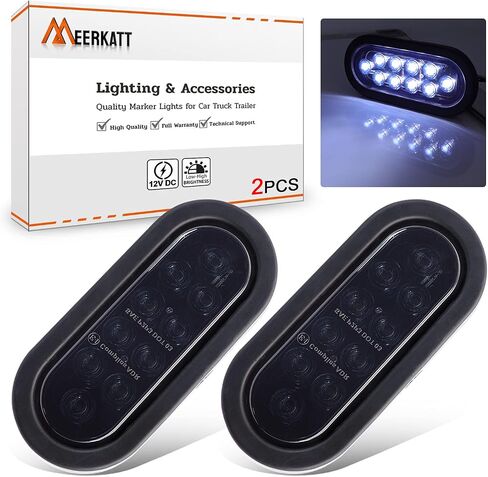 Meerkatt (Pack of 2) 6 Inch Oval Amber LED Marker 10 Diodes Turn Tail Lights Waterproof w/Rubber Grommet & Plug Truck Trailer Pickup Bus 12V DC Universal UA12 in Saudi Arabia