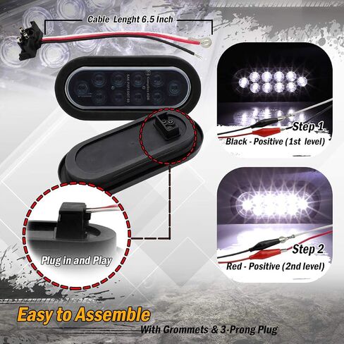 Meerkatt (Pack of 2) 6 Inch Oval Amber LED Marker 10 Diodes Turn Tail Lights Waterproof w/Rubber Grommet & Plug Truck Trailer Pickup Bus 12V DC Universal UA12 in Saudi Arabia