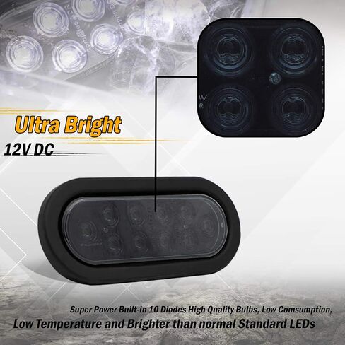 Meerkatt (Pack of 2) 6 Inch Oval Amber LED Marker 10 Diodes Turn Tail Lights Waterproof w/Rubber Grommet & Plug Truck Trailer Pickup Bus 12V DC Universal UA12 in Saudi Arabia