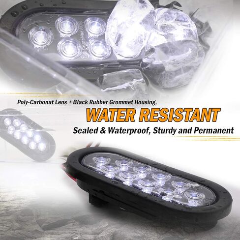 Meerkatt (Pack of 2) 6 Inch Oval Amber LED Marker 10 Diodes Turn Tail Lights Waterproof w/Rubber Grommet & Plug Truck Trailer Pickup Bus 12V DC Universal UA12 in Saudi Arabia