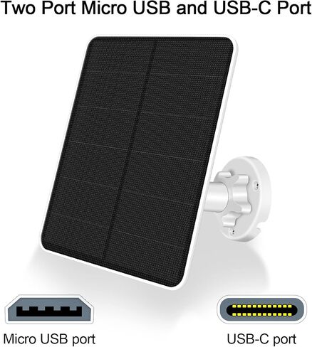 Solar Panel for Security Camera,7W Camera Solar Panel with Micro USB & USB-C Port,IP65 Waterproof Security Camera Solar Panel for DC 5V Rechargeable Battery Camera,9.8Ft Charging Cable(1 Pack) in Saudi Arabia
