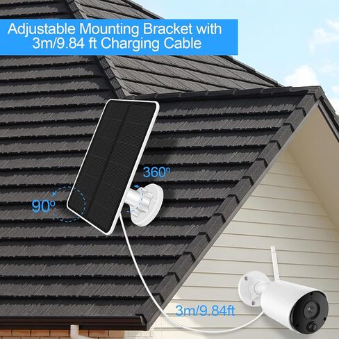 Solar Panel for Security Camera,7W Camera Solar Panel with Micro USB & USB-C Port,IP65 Waterproof Security Camera Solar Panel for DC 5V Rechargeable Battery Camera,9.8Ft Charging Cable(1 Pack) in Saudi Arabia