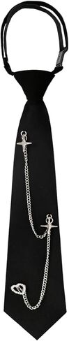 Mantieqingway Ties for Women Men, Punk Metal Chain Necktie Pre-Tied Adjustable Black Tie for Uniform, School, Shirt Accessory in Saudi Arabia