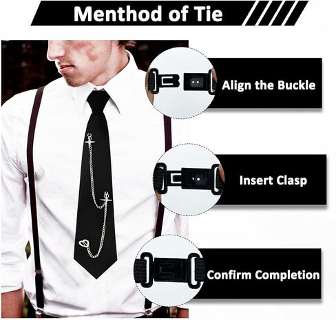 Mantieqingway Ties for Women Men, Punk Metal Chain Necktie Pre-Tied Adjustable Black Tie for Uniform, School, Shirt Accessory in Saudi Arabia