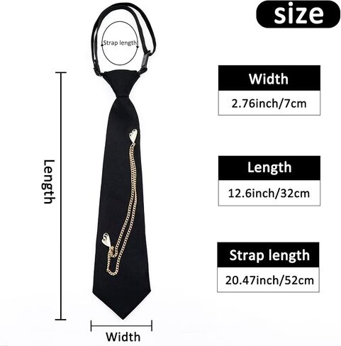 Mantieqingway Ties for Women Men, Punk Metal Chain Necktie Pre-Tied Adjustable Black Tie for Uniform, School, Shirt Accessory in Saudi Arabia
