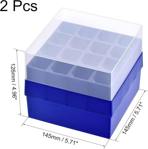 Uxcell الطرد المركزي أنبوب الفريزر صندوق تخزين 16-Well حامل البولي بروبلين الأزرق الداكن لأنابيب الطرد المركزي الصغيرة 50 مللي 2 قطعة in Kuwait