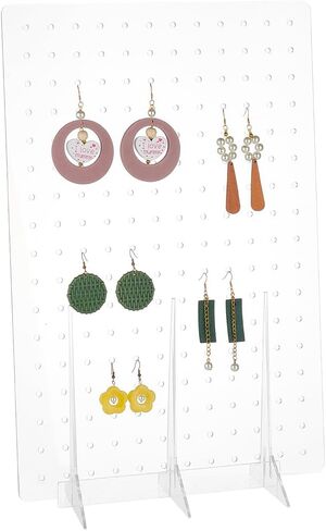 PH PandaHall 204 Holes Acrylic Earrings Display Stand, Clear Earring Holder Stand Organizer Keychain Display Peg Board 102 Pairs Countertop Storage for Jewelry Craft Shows Earring Tools in Saudi Arabia