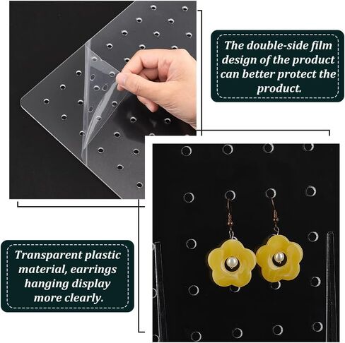 PH PandaHall 204 Holes Acrylic Earrings Display Stand, Clear Earring Holder Stand Organizer Keychain Display Peg Board 102 Pairs Countertop Storage for Jewelry Craft Shows Earring Tools in Saudi Arabia