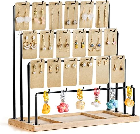 Earring organizer Holder, Earring Display Stands for Selling, Jewellery Stand for Vendors Craft Shows, Jewelry Display for Earring Cards, Bracelet, Rings, Necklaces, keychains (4 Tiers) in Saudi Arabia