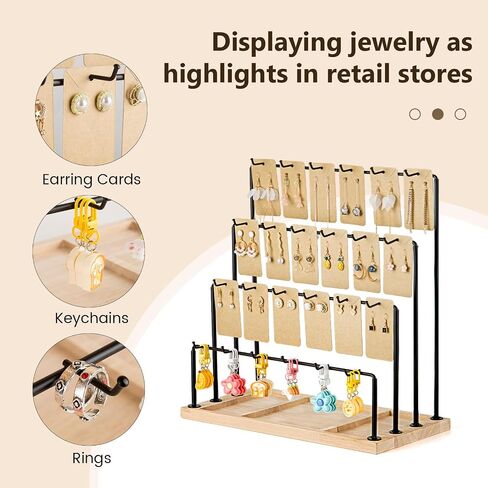 Earring organizer Holder, Earring Display Stands for Selling, Jewellery Stand for Vendors Craft Shows, Jewelry Display for Earring Cards, Bracelet, Rings, Necklaces, keychains (4 Tiers) in Saudi Arabia