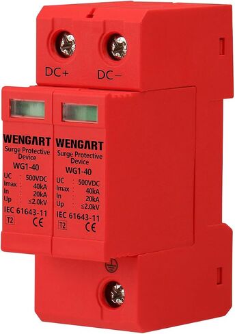 Wengart Surge Protective Arrester Device,DC500V 2P 20~40kA 36mm DIN Rail Mount,Low Voltage Arrester Device for Lightning Protection Power Distribution and Control Appliances in Saudi Arabia