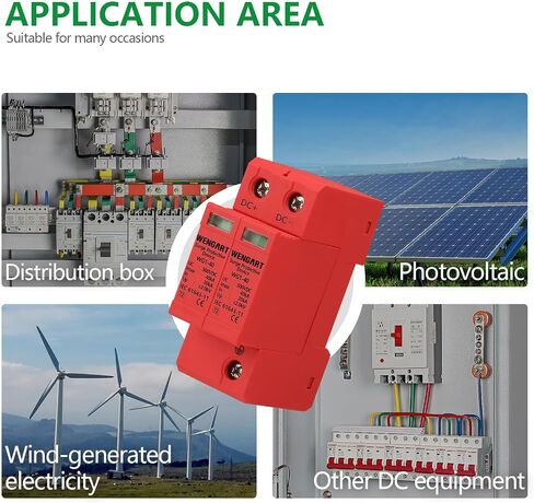 Wengart Surge Protective Arrester Device,DC500V 2P 20~40kA 36mm DIN Rail Mount,Low Voltage Arrester Device for Lightning Protection Power Distribution and Control Appliances in Saudi Arabia