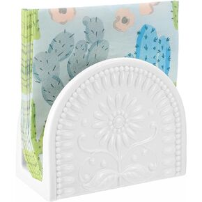 Sizikato Sunflower Embossed Porcelain Tabletop Napkin Holder for Kitchen Restaurant Home Decor, 6 Inches