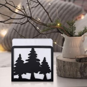 Whaline Matte Black Metal Christmas Napkin Holder Xmas Tree Design Freestanding Tissue Dispenser Vertical Tabletop Decorative Paper Napkin Holder for Gifts Dinner Picnic Home Kitchen Restaurant Party