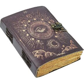 Galaxy with Eye Vintage Leather Journal for Men & Women 200 Pages of Antique Handmade Deckle Edge Vintage Paper, Leather Sketchbook, Drawing Journal, Printed Leather Journal, Great Gift
