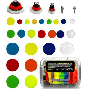 VViViD 29pcs Car Detailer Polishing and Buffing Pad Kit 3 Inch 2 Inch and 11/4 Inch Foam Auto Finishing Pads for Washing Polishing Cleaning Waxing Dusting Vehicle Care