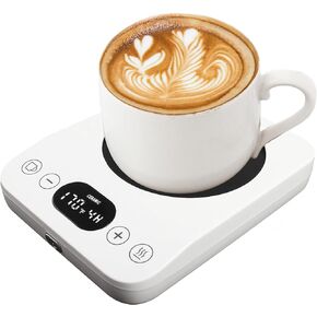 Coffee Cup Warmer, Coffee Warmer for Desk with Light, Mode Beverage Warmers Plate Electric Smart Cup Warmer Pad (White