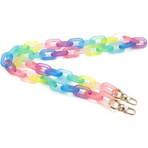 Nicerity Acrylic Handbag Strap 12.59 Inches Long Colorful Rainbow Purse Replacement Chian Crossbody Shoulder Replacement Strap for Bag Purse DIY Making Accessories