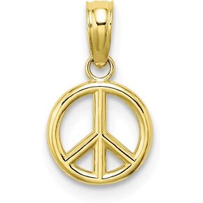 Solid 10k Yellow Gold 3-D Peace Symbol Charm Pendant
