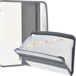 Cloudia 13 Pocket Expanding File Folder with Sticky Labels, Black, Letter A4