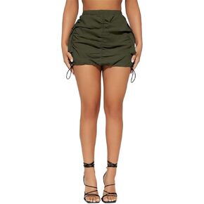 Cargo Skirts for Women Ruched Mini Skirt Side Drawstring High Waisted Skirt