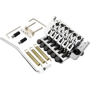 Musiclily Pro BL002 54mm (2-1/8 inch) Double Locking Tremolo Bridge with 34mm Full Solid Brass Block for Floyd Rose Style Electric Guitar, Black