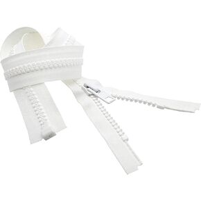 YKK #10 Heavy Duty Vislon Molded Plastic Marine Separating Zipper - Color White - Select Length - 1 Zipper Per Pack (22")