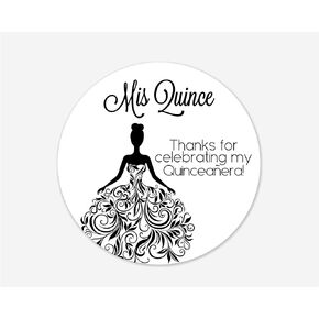 40ct Quinceanera Stickers, Mis Quince, Spanish or English Stickers for 15th Birthday (027-S-BG)