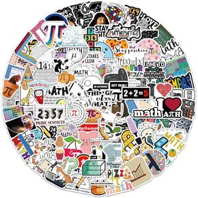100Pcs Math Stickers, Funny Math Cartoon Stickers Gifts for Student Vinyl Waterproof Stickers for Water Bottle Laptop Luggage Skateboard Snowboard Guitar Gifts for Teens Girls Kids Adult Students