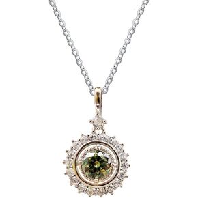 Greed Flower Pendant Necklace for Women 1.0ct Green Moissanite Jewelry Gift 18K White Gold Plated S925 Silver