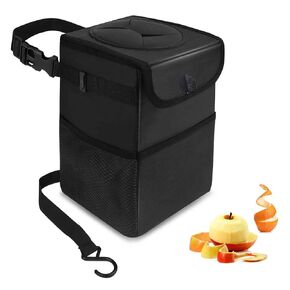 سلة مهملات السيارة، سلة مهملات المطبخ، سلة المهملات مناسبة للمطبخ، غرفة المعيشة، الحمام، مقاومة للتسرب، سلة مهملات السيارة مع غطاء، حقيبة قمامة السيارة قابلة للطي والمحمولة، أسود in Kuwait