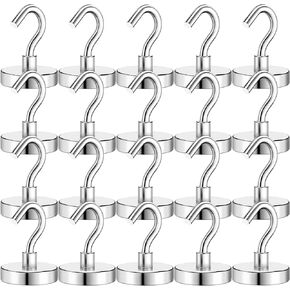 Magnetic Hooks, 110Lbs Heavy Duty Magnets Hooks for Cruise Cabins, 20Pack Strong Magnets with Hooks for Hanging, Metal Magnetic Grill Hooks Magnetic Hanger for Refrigerator, Toolbox, Storage