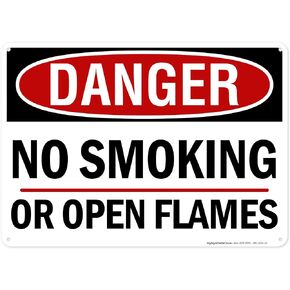 Danger No Smoking or Open Flames Sign, 7x10 Inches, Rust Free .040 Aluminum, Fade Resistant, Made in USA by My Sign Center