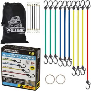 XSTRAP STANDARD Heavy Duty Bungee Cords 10PK 32-Inch Bungee Cords with Finger-Hole Hooks, Ideal for Outdoor, Tarp Covers, Motorcycle, Luggage Rack (Black)