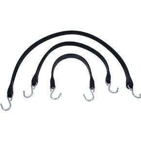 Mytee Products 50 Pack 21" Natural Rubber Tarp Bungee Straps Tie Down Cords S Hooks Heavy Duty Ideal for Securing Tarps