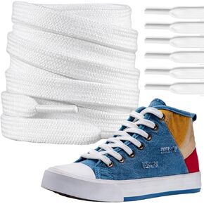 3 Pairs Shoe Laces for Sneakers, Flat 5/16" Multiple Lengths Avalible Shoelaces for Kids and Adults - White, 43"(110cm) in Kuwait